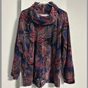 Style & Co. Sport Multi Color Abstract Floral Cowl Neck Top Women's Size XL